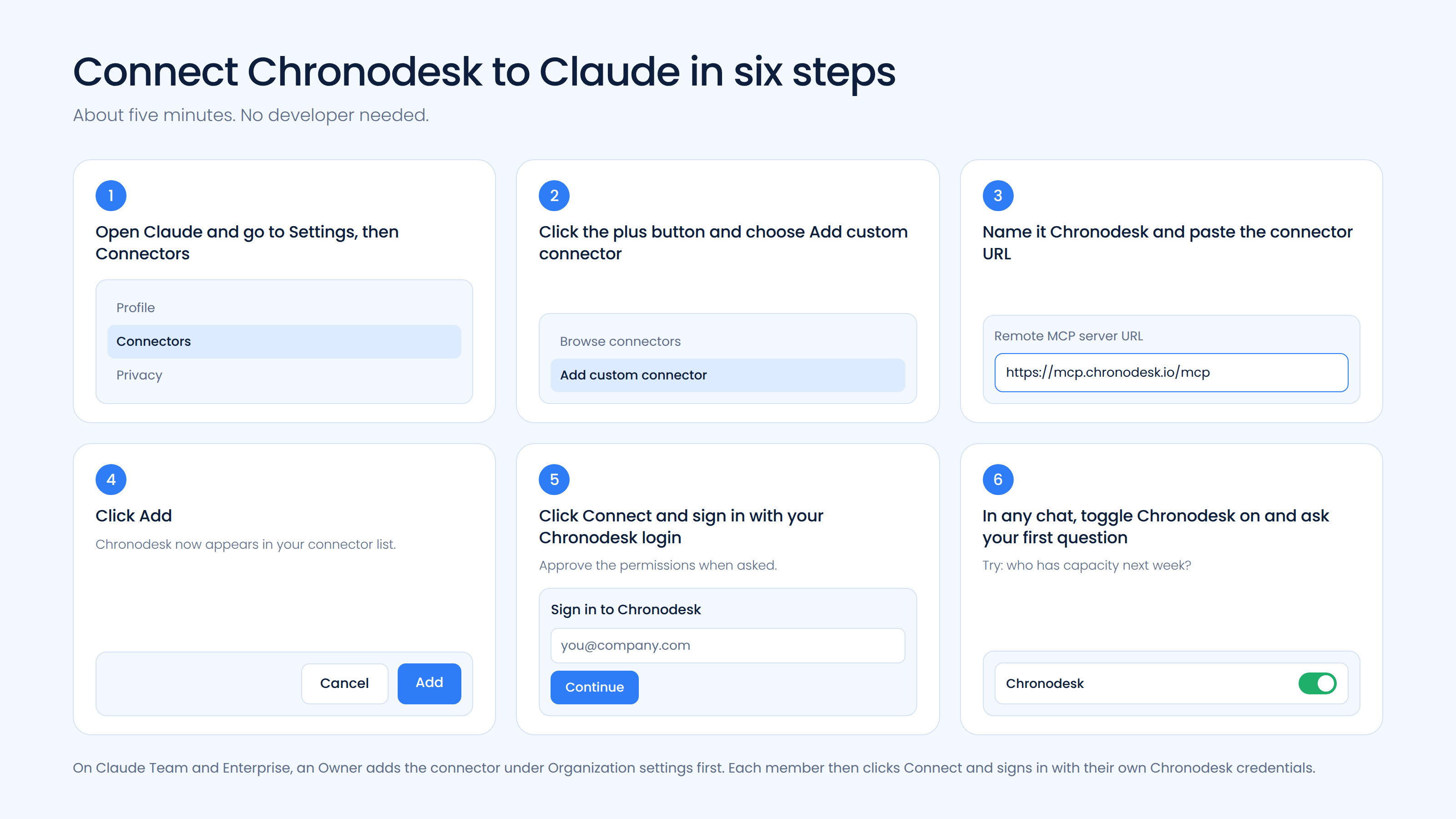 Connecting Chronodesk to Claude via custom connector in four steps